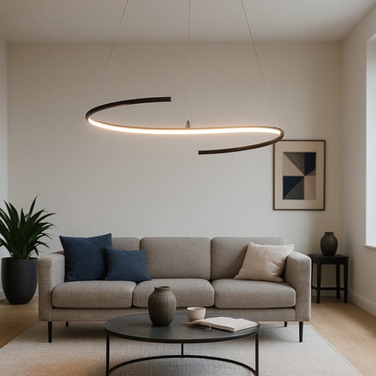 Maytoni curve lampadario moderno led 31w da 3000k a 4000k nero