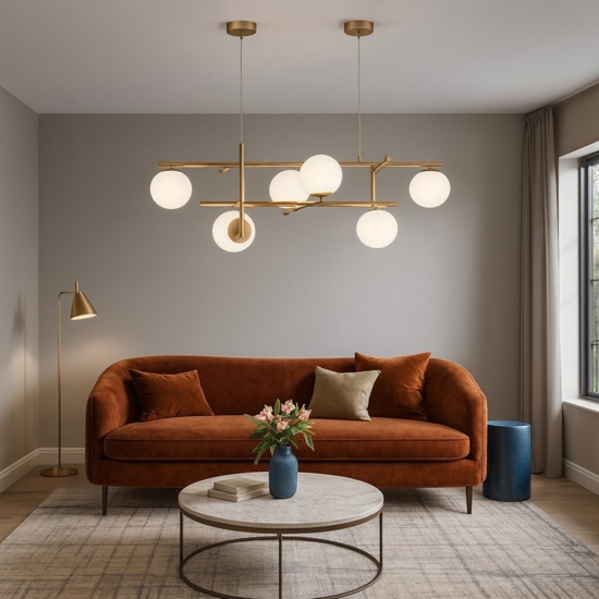 So jewel 6 ondaluce lampadario moderno sei luci oro per salotto