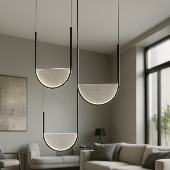 Ondaluce lotus lampadario nero led dimmerabile vetro fume'