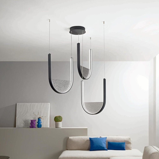 Ondaluce lotus lampadario nero led dimmerabile vetro fume'