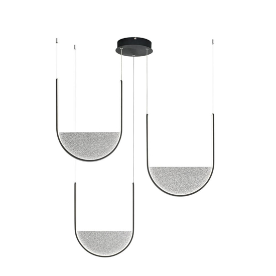 Ondaluce lotus lampadario nero led dimmerabile vetro fume'