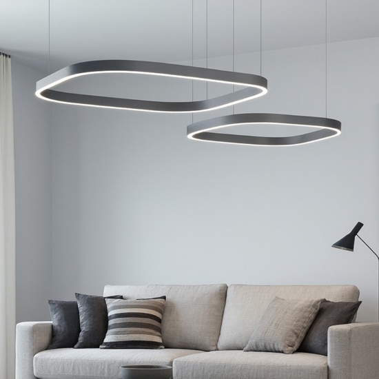 Lampadario moderno led 3000k criseide gea luce nero doppio diffusore