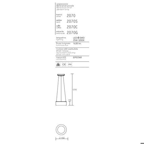 Affralux band diodi 45cm sabbia lampadario moderno cerchio