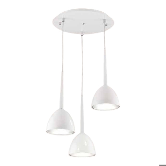 Lampadario per soggiorno 3 luci moderno bianca affralux bell