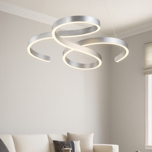 Lampadario led 52w 3000k moderno grigio dimmerabile per soggiorno