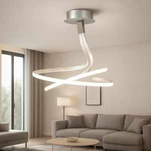 Lampadario dimmerabile moderno led 50w 3000k silver cromo