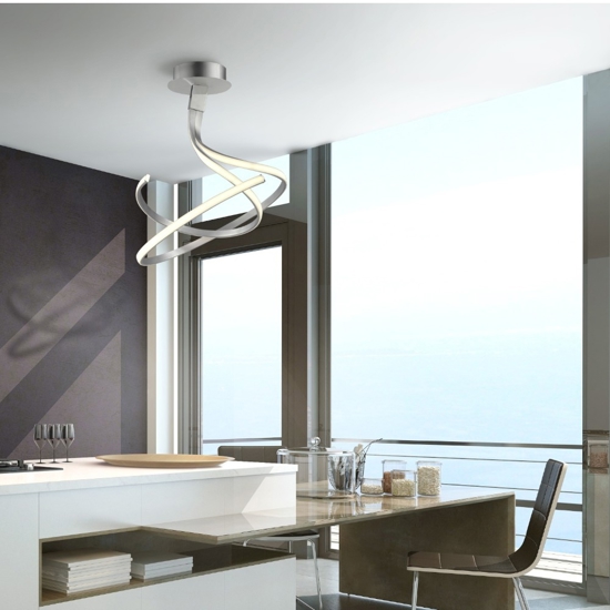 Lampadario dimmerabile moderno led 50w 3000k silver cromo