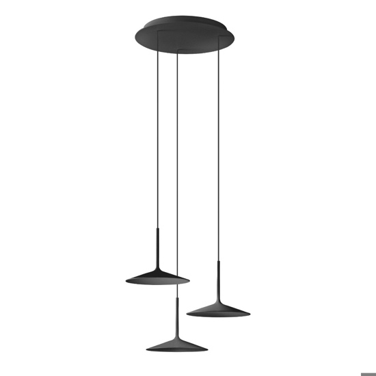Linea light poe nero lampadario moderno led 19w 3000k