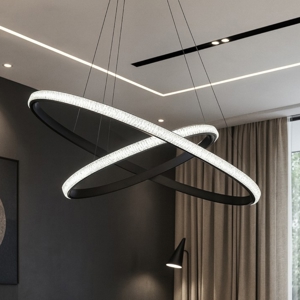 Lampadario design moderno led cerchi nero