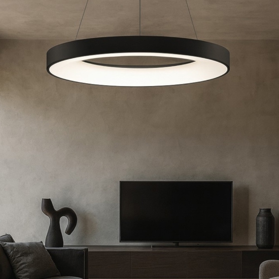 Lampadari led moderni cerchio nero 3000k 4000k 50w wireless