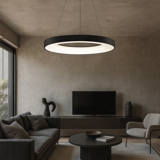 Lampadari led moderni cerchio nero 3000k 4000k 50w wireless