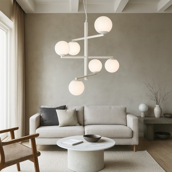 Lampadario design moderno ondaluce so gizah 6 luci bianco