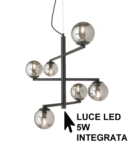 Lampadario design moderno ondaluce so gizah 6 luci bianco