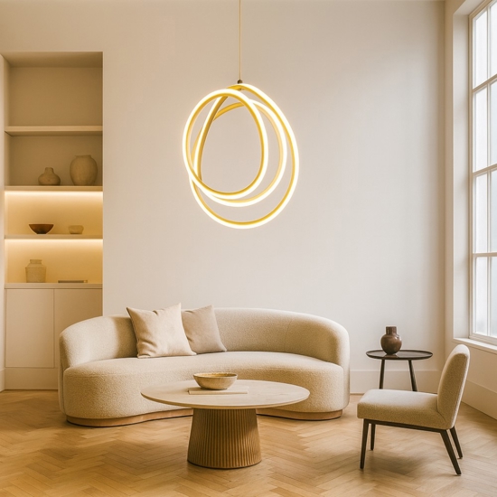Ondaluce golden so 35 lampadario moderno oro led 28w 3000k
