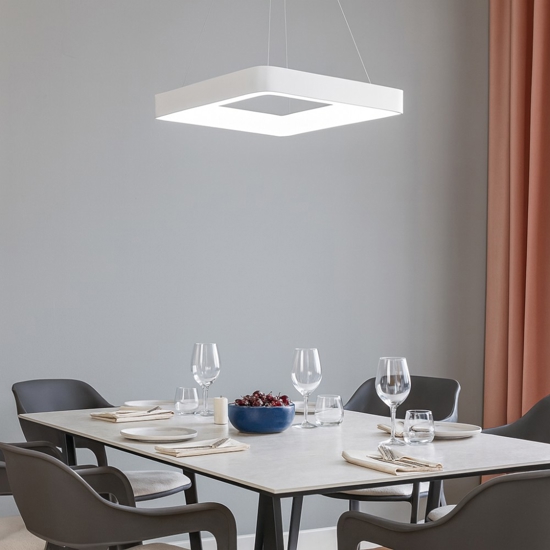 Lampadario quadrato moderno bianco led 50w 3000k 4000k vivida inner