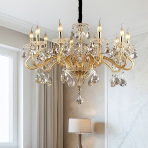 Lampadario di cristallo negresco sp10 ideal lux trasparente e oro