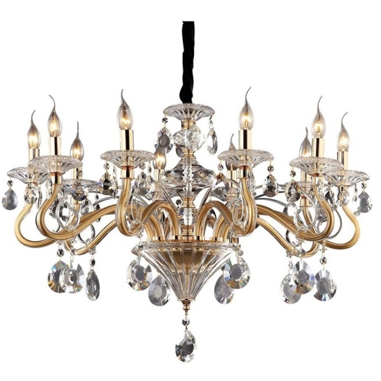 Lampadario di cristallo negresco sp10 ideal lux trasparente e oro