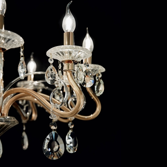 Lampadario di cristallo negresco sp10 ideal lux trasparente e oro