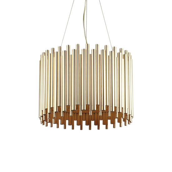 Pan sp5 ideal lux lampadario per salotto moderno cilindro bacchette oro