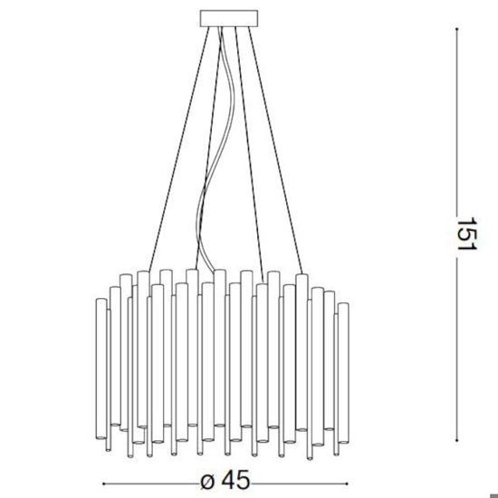 Pan sp5 ideal lux lampadario per salotto moderno cilindro bacchette oro
