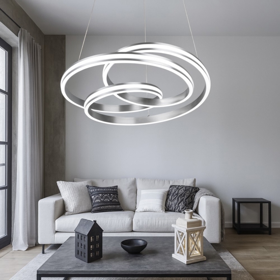 Lampadario moderno grigio led 60w dimmerabile design