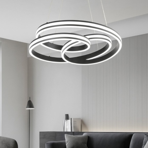 Visualizza i dettagli per Lampadario led 60w dimmerabile nero per soggiorno moderno Lampadario led 60w dimmerabile nero per soggiorno moderno