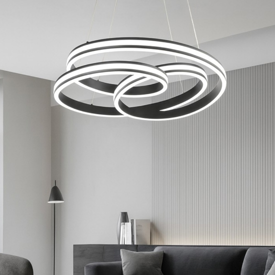 Lampadario led 60w dimmerabile nero per soggiorno moderno