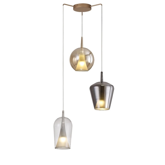 Lampadario 3 luci vetri multicolor per soggiorno