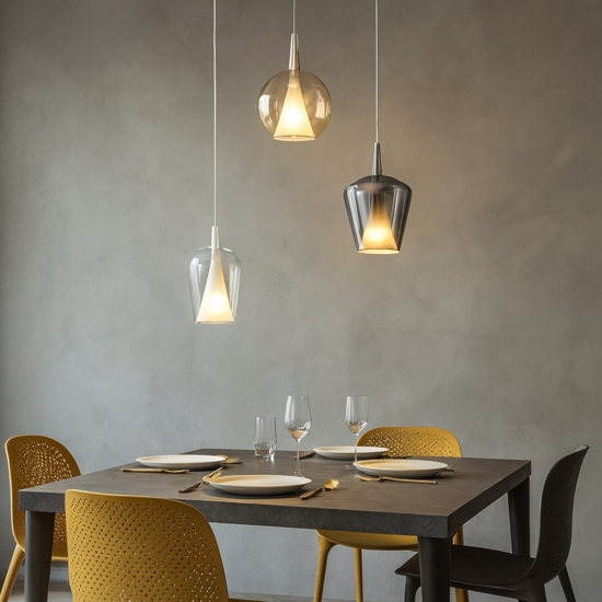 Lampadario 3 luci vetri multicolor per soggiorno