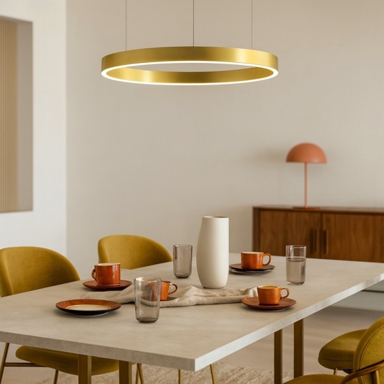 Lampadario cerchio oro anello led 40w 3000k dimmerabile