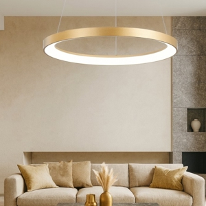 Lampadario krizia sm oro gea luce cerchio led 50w 3000k moderno