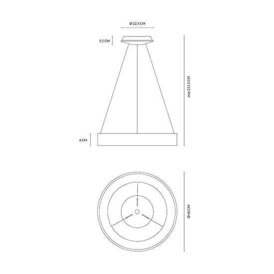 Lampadario bianco led 50w 3000k 4000k dimmerabile inner-r vivida