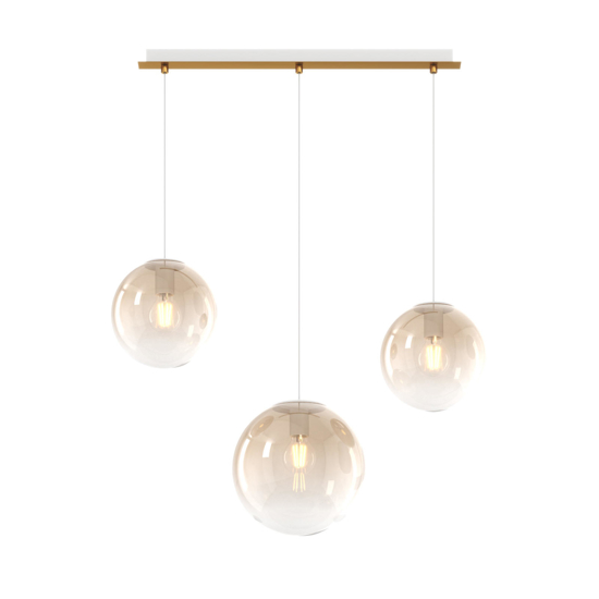 Lampadario moderno oro vetri ambra per soggiorno