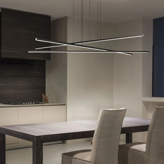 Linea light straight lampadario moderno led 2700k nero