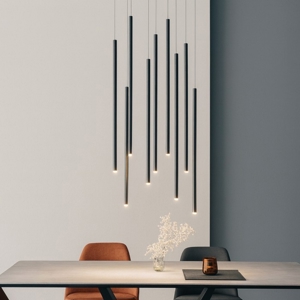 Visualizza i dettagli per Lampadario nero cilindri pendenti per sala da pranzo moderna Lampadario nero cilindri pendenti per sala da pranzo moderna