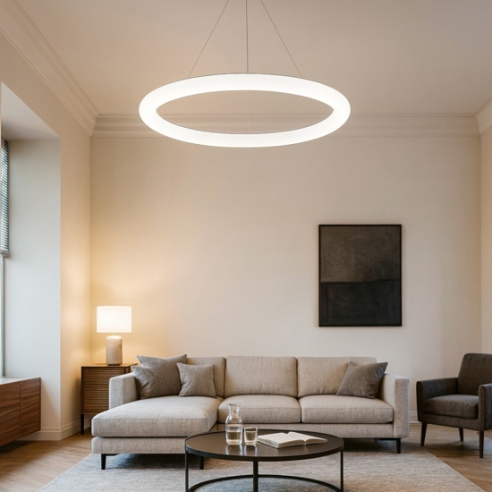 Lampadario cerchio led 51w 3000k linea light polo 96cm