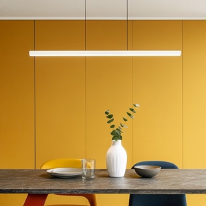 Lampadario moderno led 28w 3000k lineal light halfpipe 2 bianco