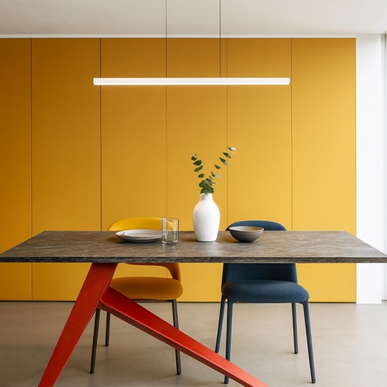 Lampadario moderno led 28w 3000k lineal light halfpipe 2 bianco