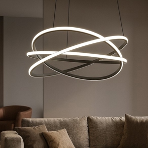 Gea luce atia lampadario moderno led 100w 3000k nero per soggiorno