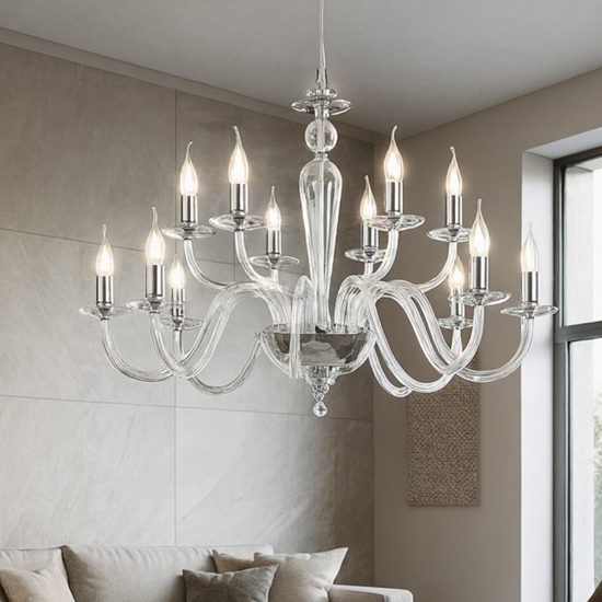 Ondaluce lp paganini lampadario 12 luci cromo per salotto
