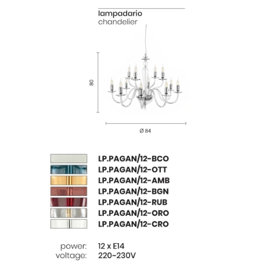 Ondaluce lp paganini lampadario 12 luci cromo per salotto