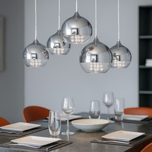 Maytoni fermi lampadario moderno 5 luci con portalampada sferici