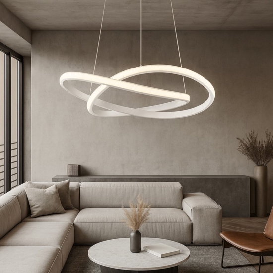 Lampadario moderno da salotto led 4000k cavi regolabili h150 cm max