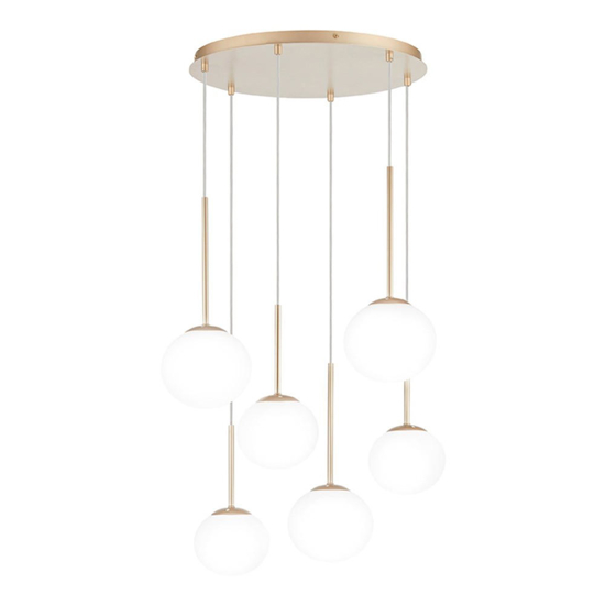 Ondaluce so jewel lampadario sei sfere oro