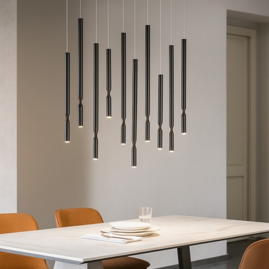 So tubic 10 ondaluce lampadario multiple nero moderno