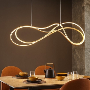 Lampadario moderno colore oro led da 2300k a 4000k per soggiorno