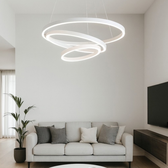 Lobinero z eglo lampadario moderno bianco controllo remoto led 2700k a 6500k