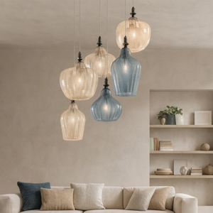 Gea luce cleofe lampadario moderno paralumi colorati