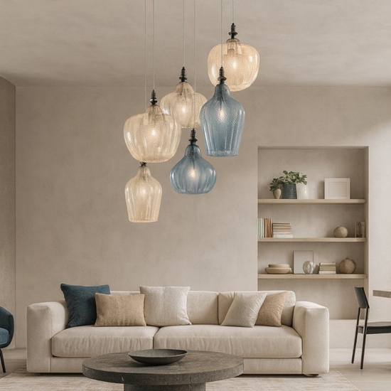 Gea luce cleofe lampadario moderno paralumi colorati