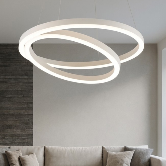 Lampadario led 60w 3000k bianco moderno hurricane vivida